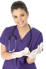 Nurse Donning Latex Glove